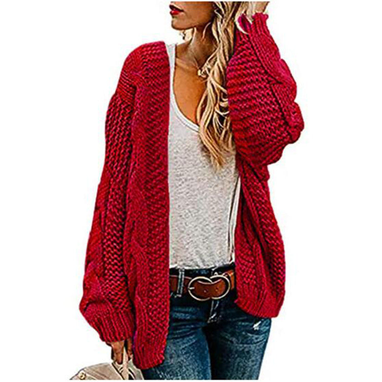 Cárdigan de punto grueso con trenzas para mujer, ideal para capas casuales