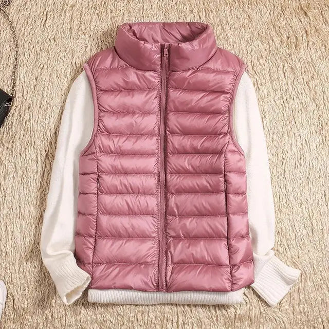 Virel | Gilet Puffer Donna Trapuntato Con Zip Collo Alto Rosa