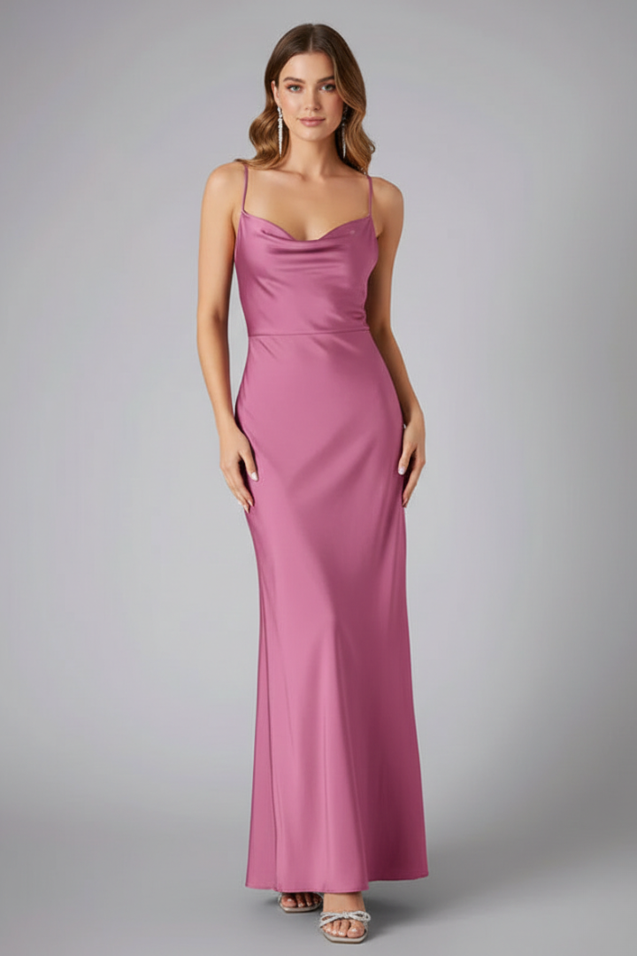 Abito elegante da donna senza maniche per matrimoni autunnali con spacco laterale