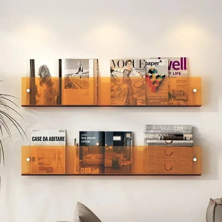 Acrylic Floating Shelf with Front Barrier for Books and Magazines Wall Mounted - Image 13
