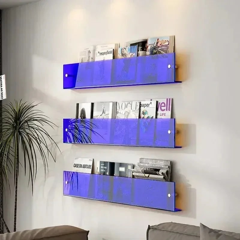 Acrylic Floating Shelf with Front Barrier for Books and Magazines Wall Mounted - Image 5