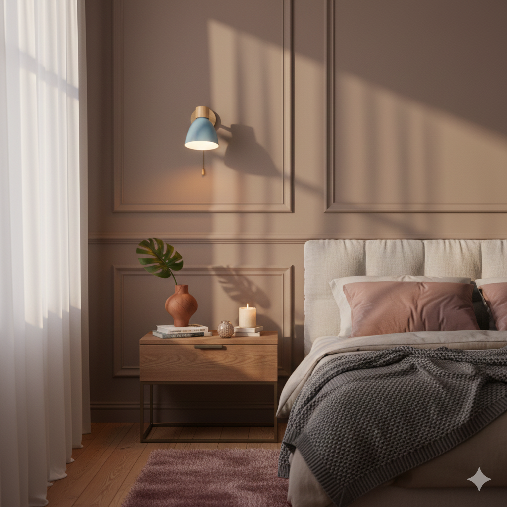 Adjustable Wall Sconce with Wooden Base and Swing Arm for Bedside Reading Light - Image 26