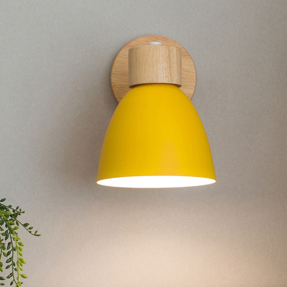 Adjustable Wall Sconce with Wooden Base and Swing Arm for Bedside Reading Light - Image 5