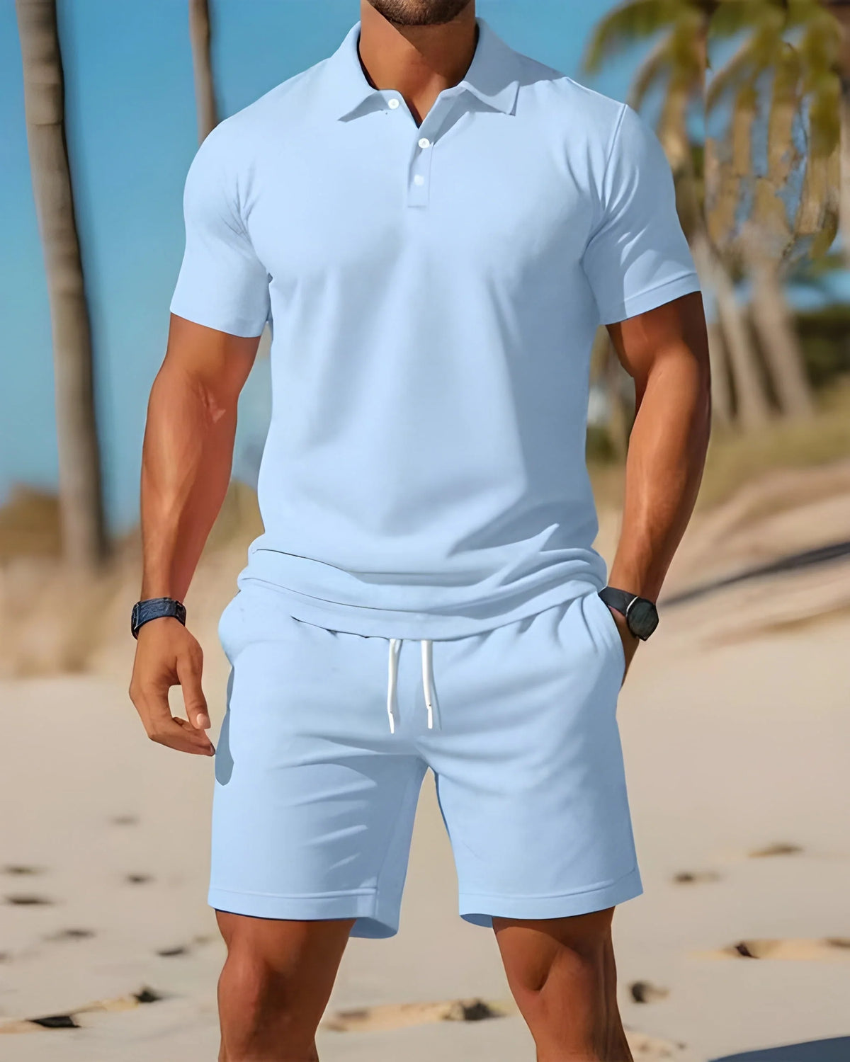 Alessio | Completo Uomo Polo Shorts Estivo Azzurro