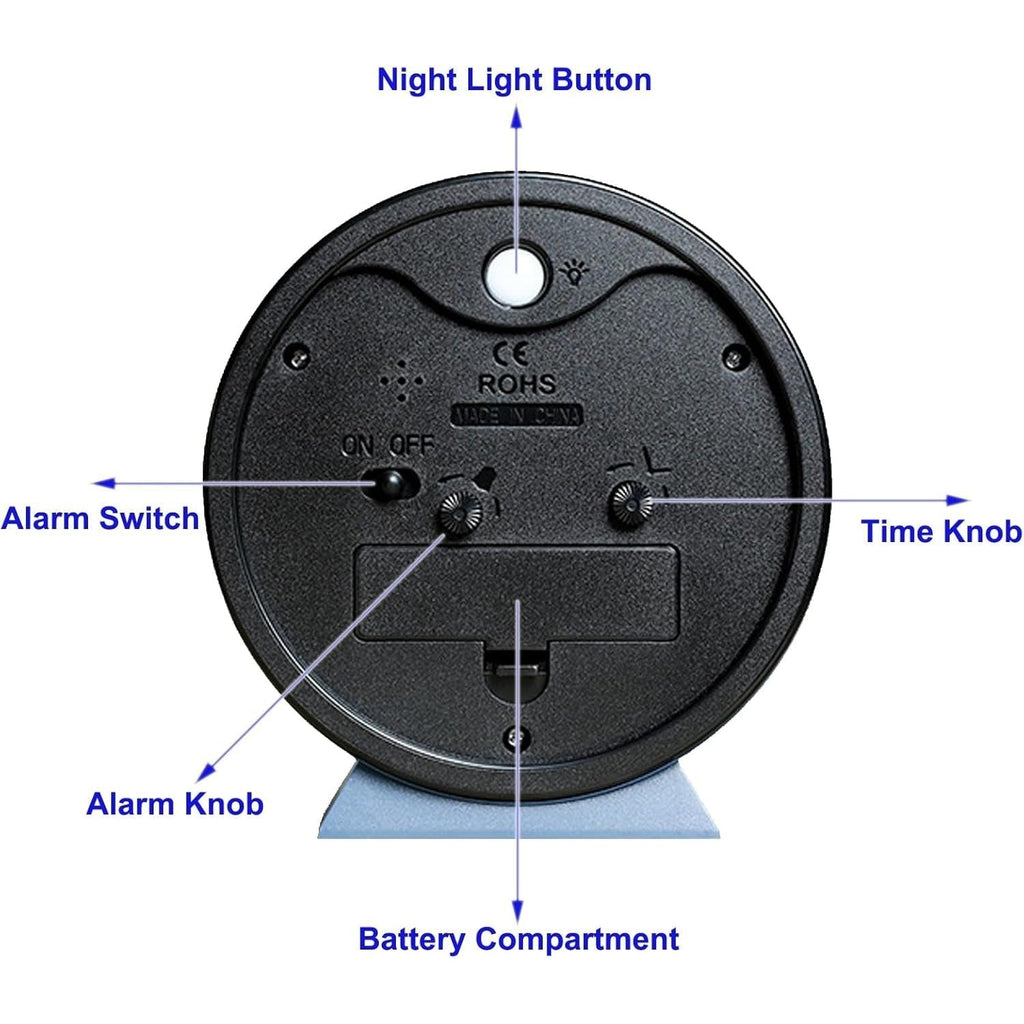 Analog Alarm Clock with Non-Ticking Quartz Movement Backlight and Battery Operation - Image 9