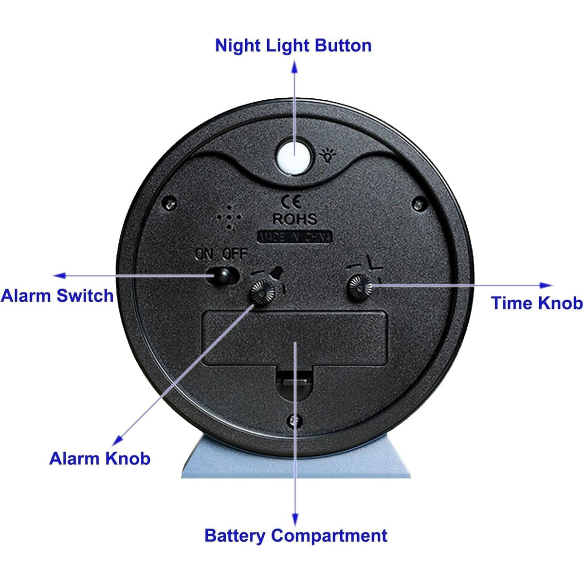 Analog Alarm Clock with Non-Ticking Quartz Movement Backlight and Battery Operation - Image 9