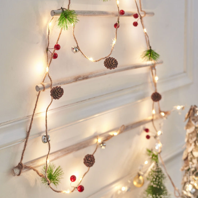 Battery Operated LED Christmas Garland Lights with Warm White String and Pine Cones - Image 13
