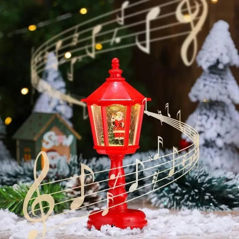 Battery Operated Snow Globe Lantern with Musical Christmas Decoration and Swirling LED Light - Image 3