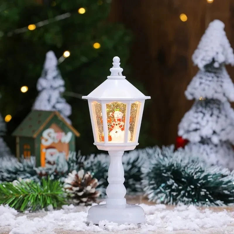 Battery Operated Snow Globe Lantern with Musical Christmas Decoration and Swirling LED Light - Image 9
