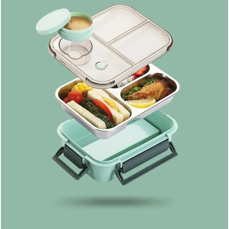 Bento Lunch Box with Stainless Steel Compartments Leakproof Seal and Portable Design - Image 6