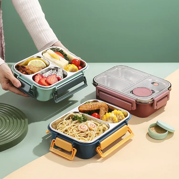 Bento Lunch Box with Stainless Steel Compartments Leakproof Seal and Portable Design - Image 8