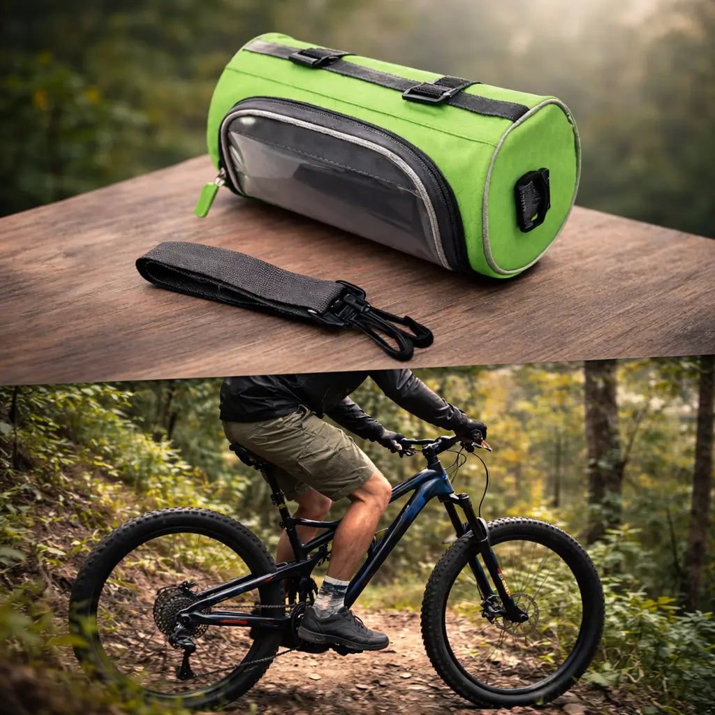 Bike Handlebar Bag with Touchscreen Phone Holder and Zippered Compartment - Image 5