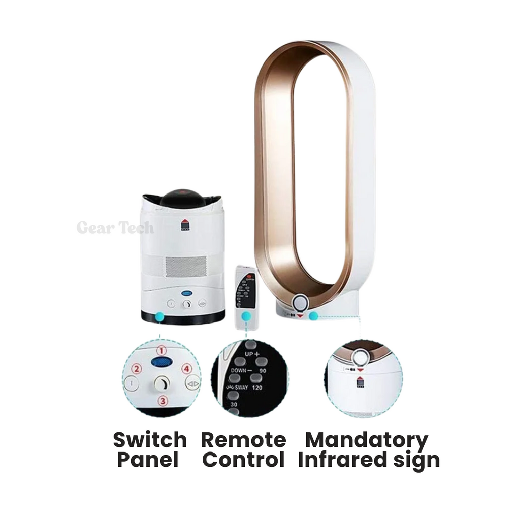 Bladeless Desk Fan with Remote Control and Oscillating Air Multiplier - Image 7