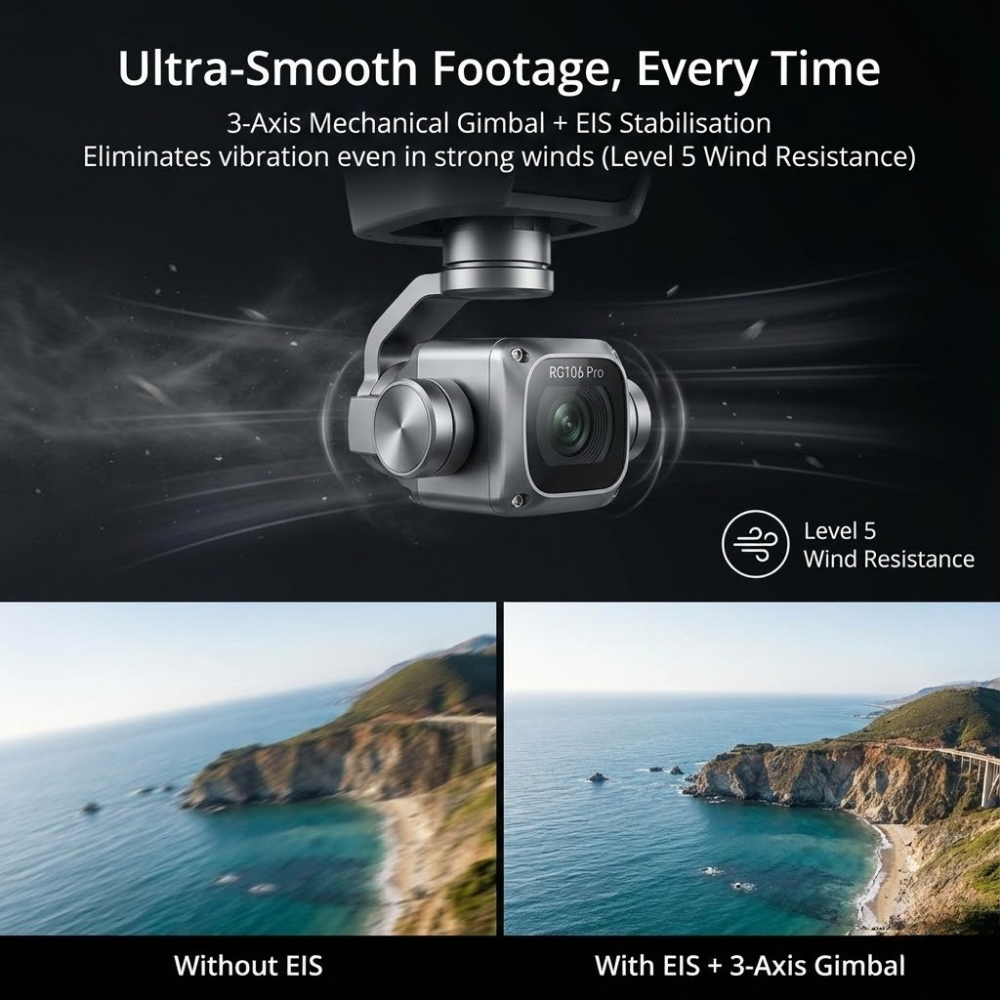 Camera Drone with Brushless Motor 3-Axis Gimbal and Foldable Design - Image 3