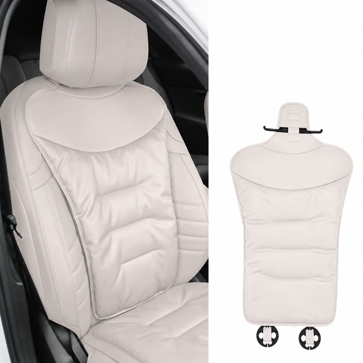 Car Seat Cushion with Lumbar Support and Ergonomic Padded Faux Leather Back - Image 4