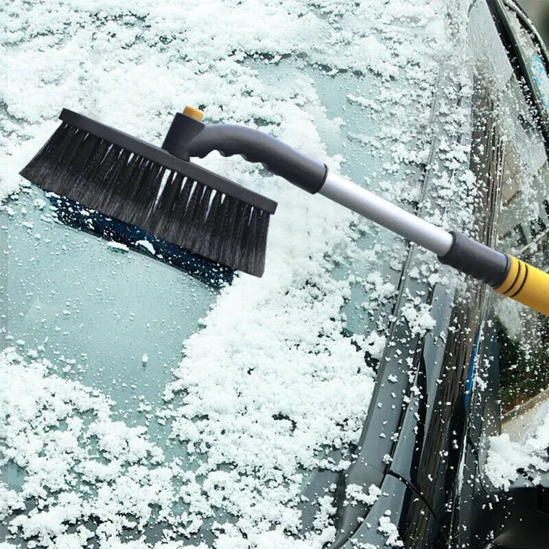 Car Snow Brush and Ice Scraper with Rotating Head and Extendable Telescopic Pole - Image 1