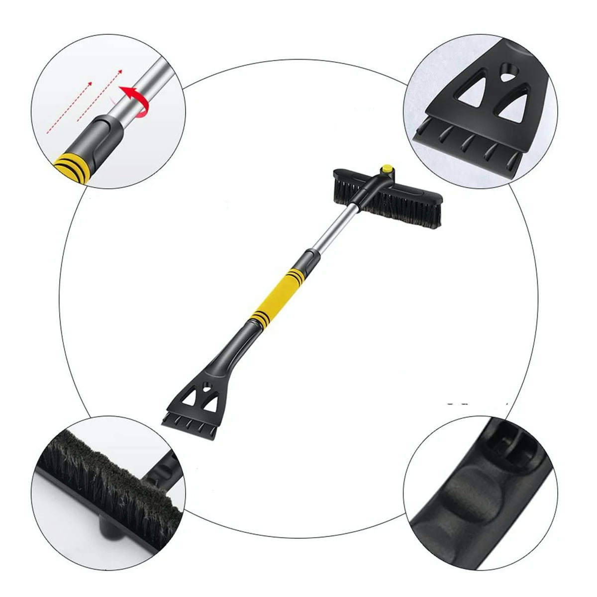 Car Snow Brush and Ice Scraper with Rotating Head and Extendable Telescopic Pole - Image 6