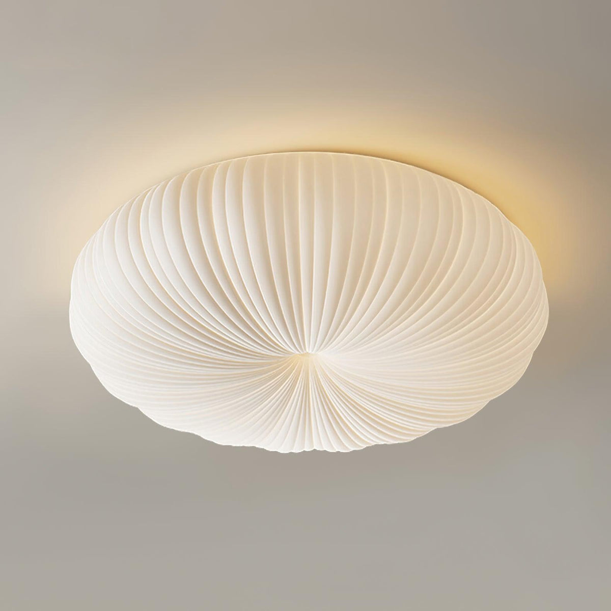 Ceiling Flush Mount Light with Pleated Dome Shade and LED Warm Glow Modern Sculptural Design - Image 5