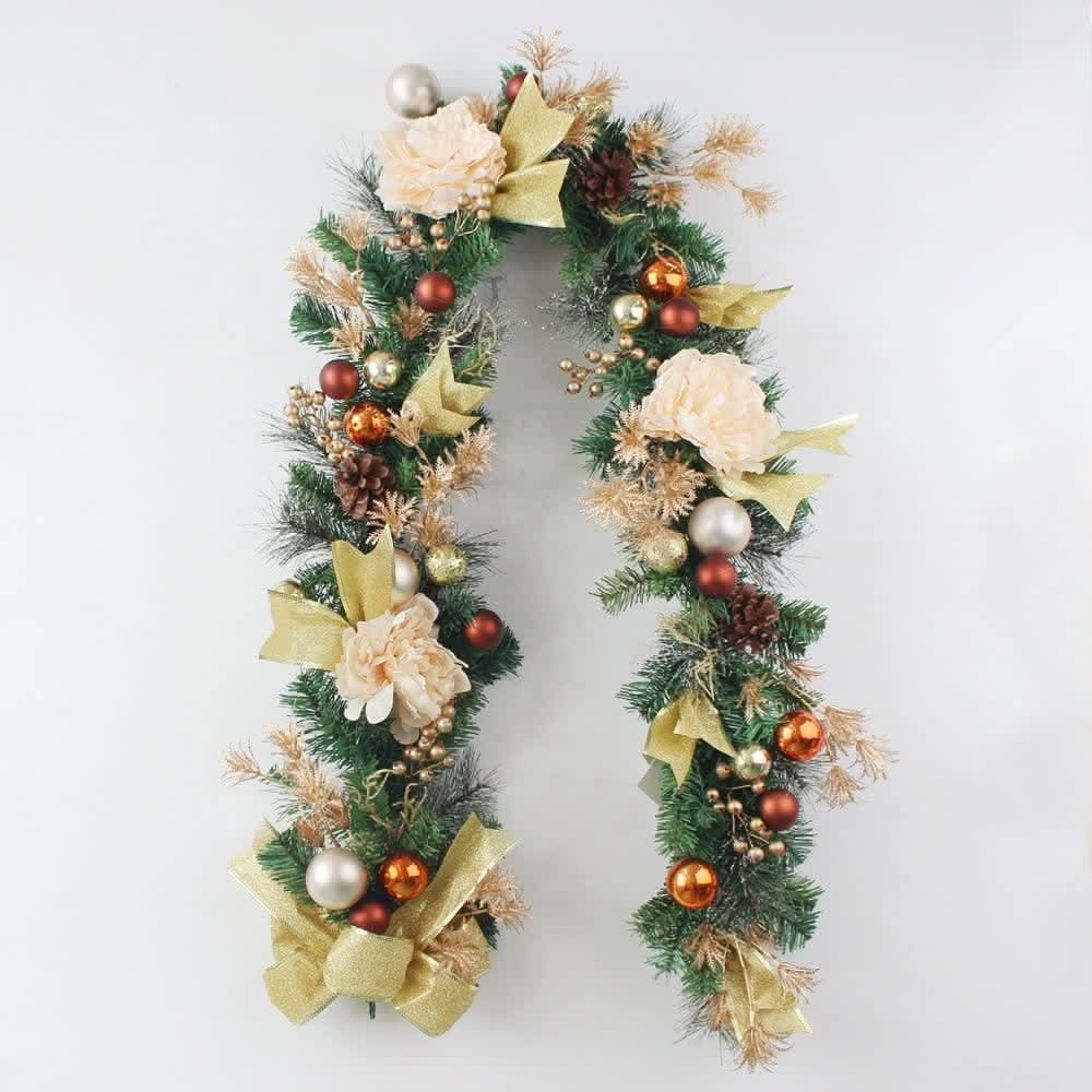 Christmas Garland for Mantle with Ornaments Artificial Decorated Pine and Roses - Image 6