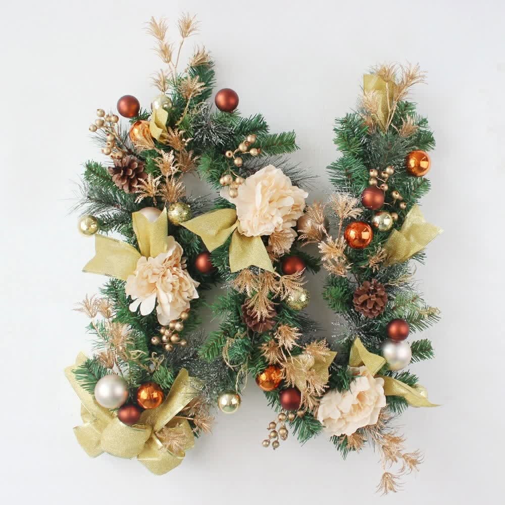 Christmas Garland for Mantle with Ornaments Artificial Decorated Pine and Roses - Image 7