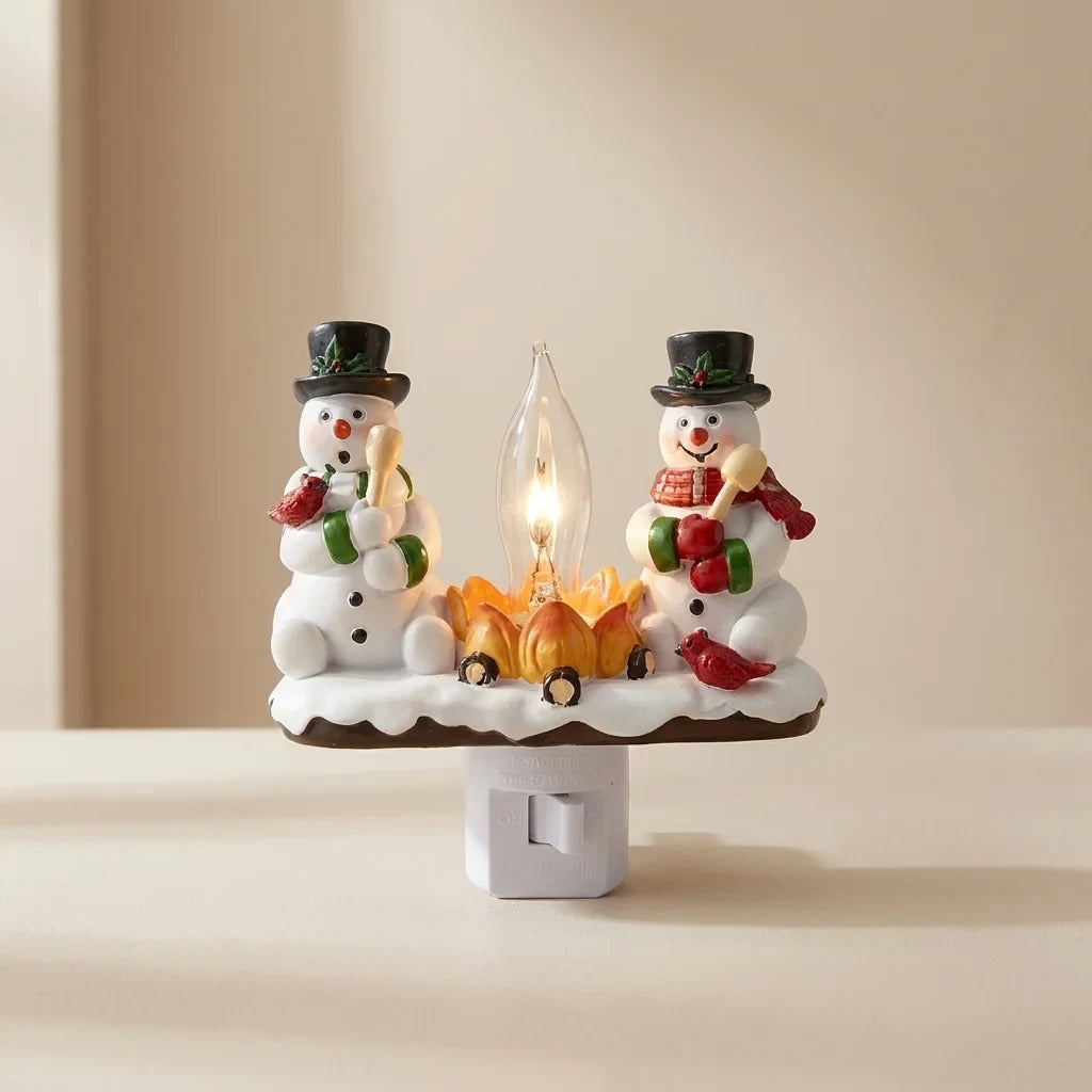 Christmas Night Lights with Snowman Campfire Design and Plug in Operation - Image 1