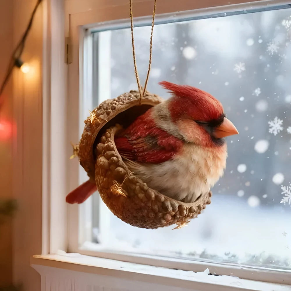 Christmas Ornaments Woodland Animal Acorn Shaped Sleeping Resin Decor - Image 10