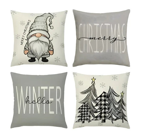 Christmas Pillow Covers Set of 4 with Hidden Zipper and Woven Linen Texture - Image 9