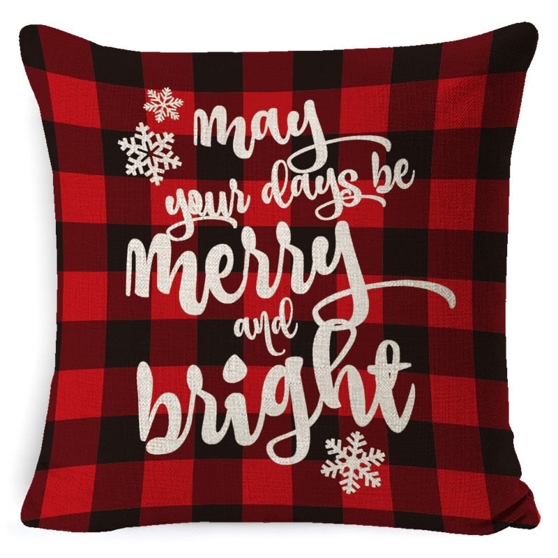 Christmas Pillow Covers with Festive Linen Print and Knife-Edge Seams Square Throw - Image 10