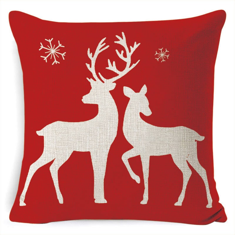 Christmas Pillow Covers with Festive Linen Print and Knife-Edge Seams Square Throw - Image 22