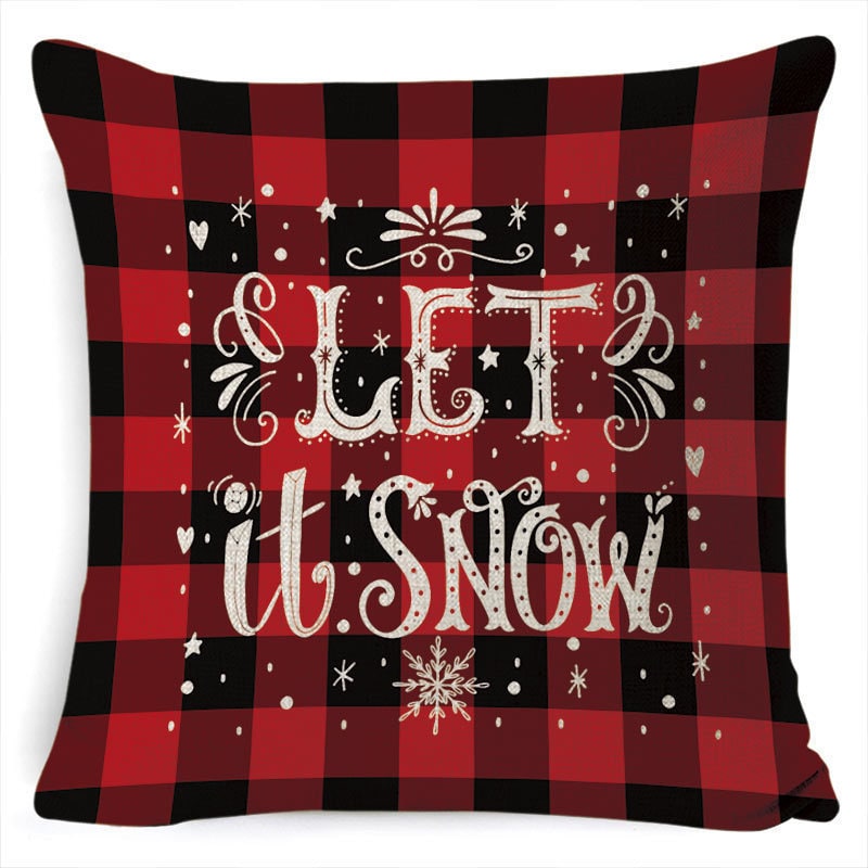 Christmas Pillow Covers with Festive Linen Print and Knife-Edge Seams Square Throw - Image 6