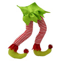 Christmas Tree Elf Decoration with Plush Striped Legs and Pointed Green Shoes - Image 2