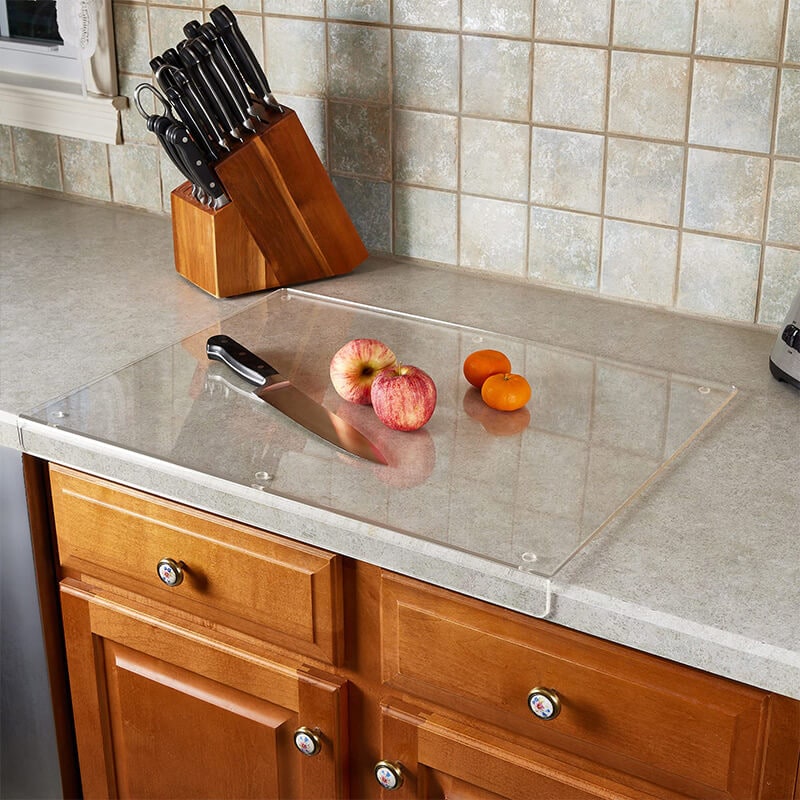 Clear Acrylic Cutting Board with Non-Slip Feet and Counter Edge Lip - Image 5