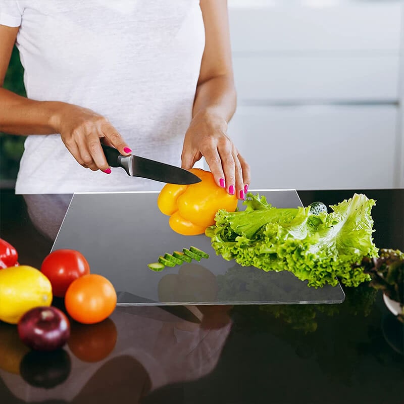 Clear Acrylic Cutting Board with Non-Slip Feet and Counter Edge Lip - Image 7