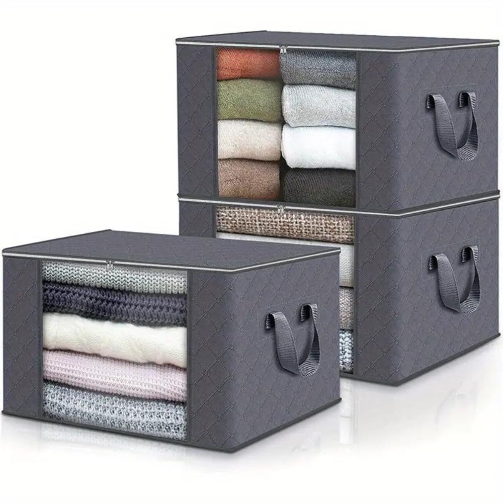 Clothes Storage Bags with Clear Window Foldable Design and Reinforced Handles - Image 1