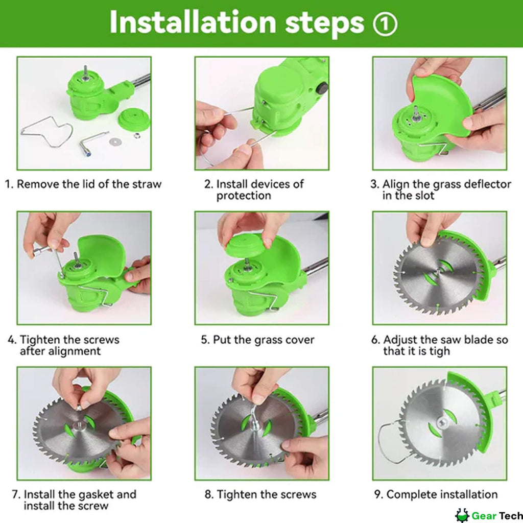 Cordless Grass Trimmer with Adjustable Head and Attachable Support Wheels - Image 10