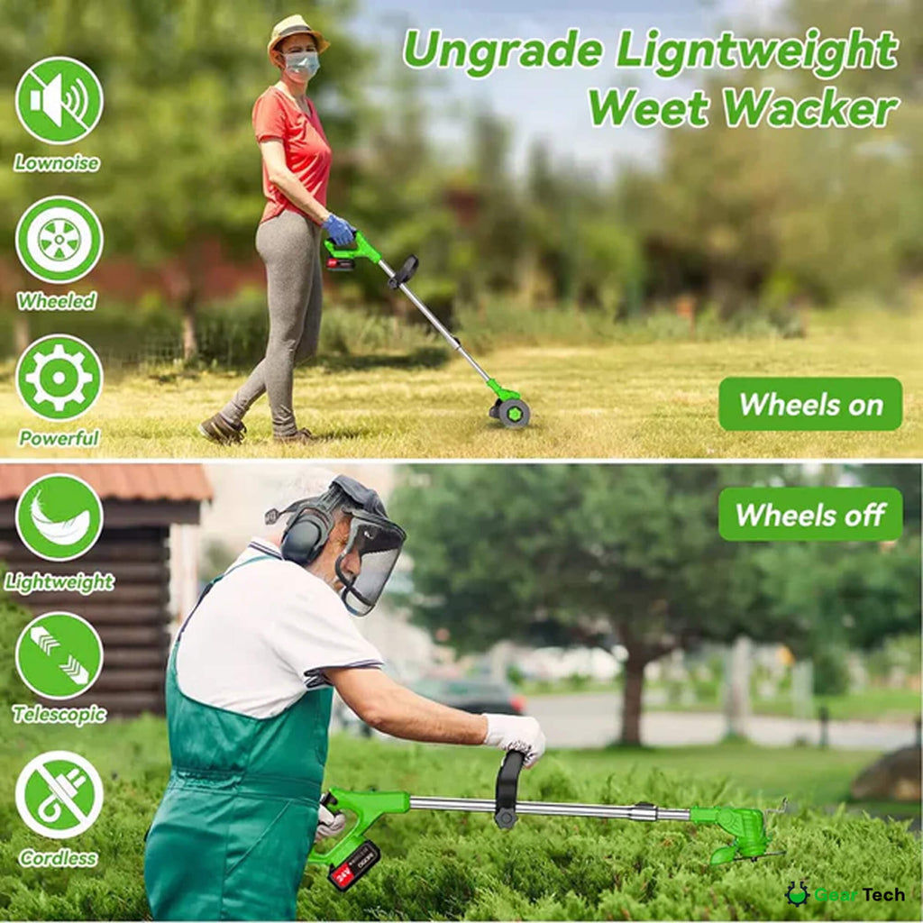 Cordless Grass Trimmer with Adjustable Head and Attachable Support Wheels - Image 12