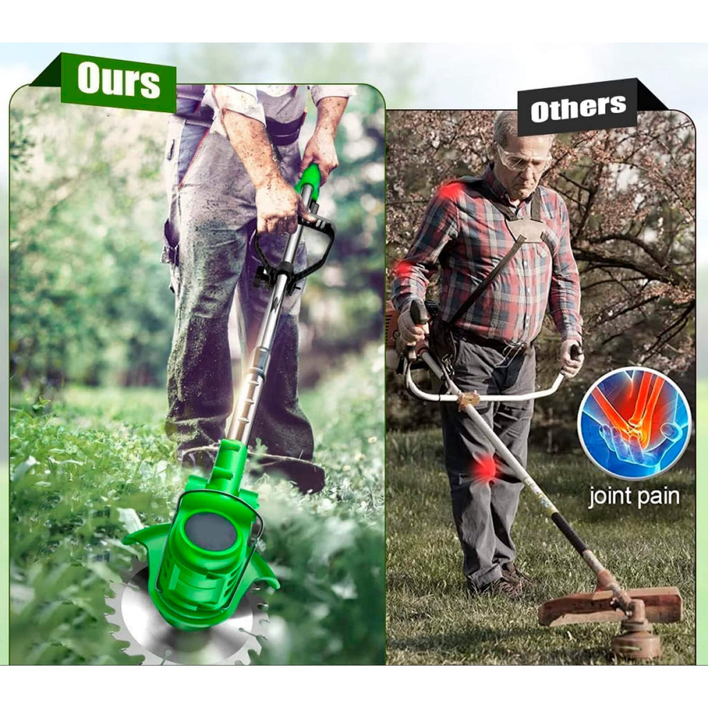 Cordless Grass Trimmer with Adjustable Head and Attachable Support Wheels - Image 7