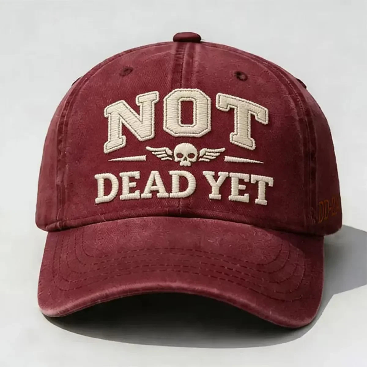 Custom Baseball Caps with Distressed Washed Cotton and Embroidered Skull Design - Image 11