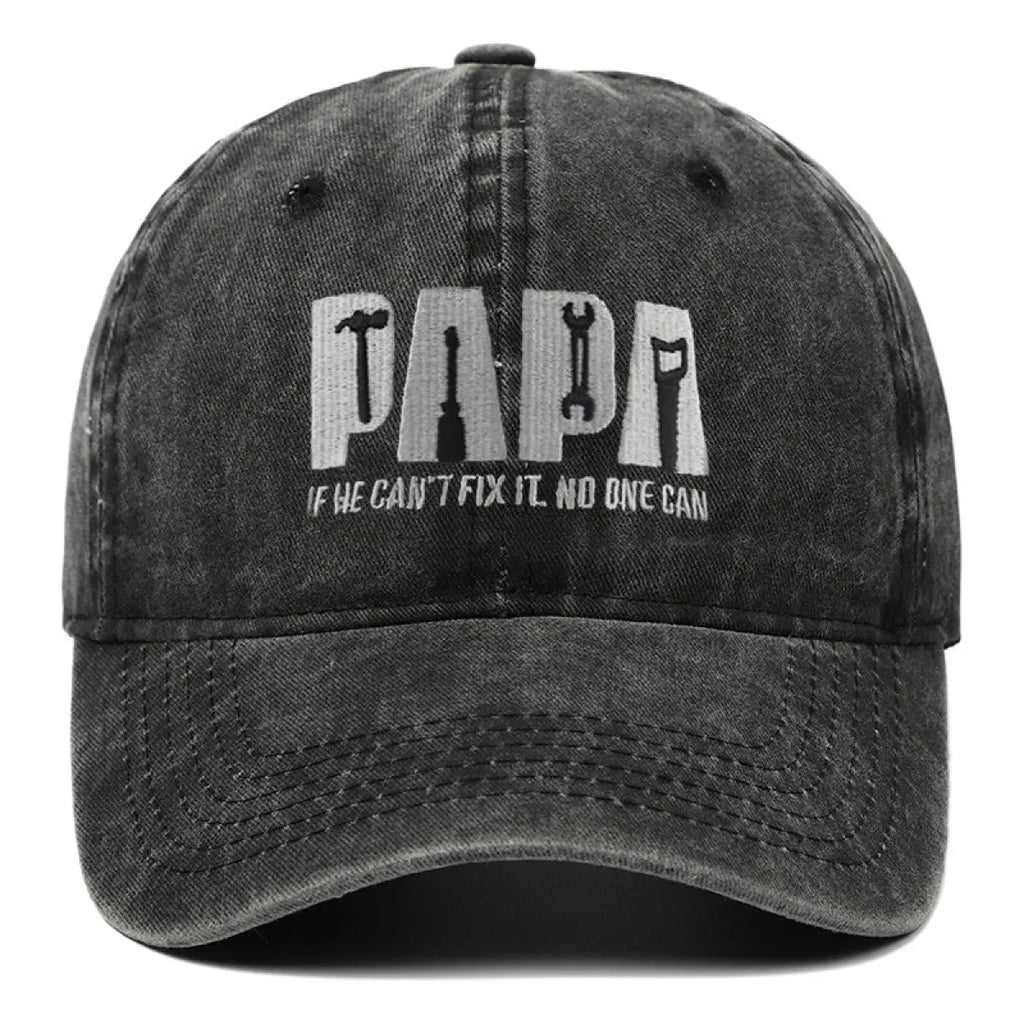 Dad Gang Hat with Embroidered Papa Design Washed Cotton Unstructured Baseball Cap - Image 1