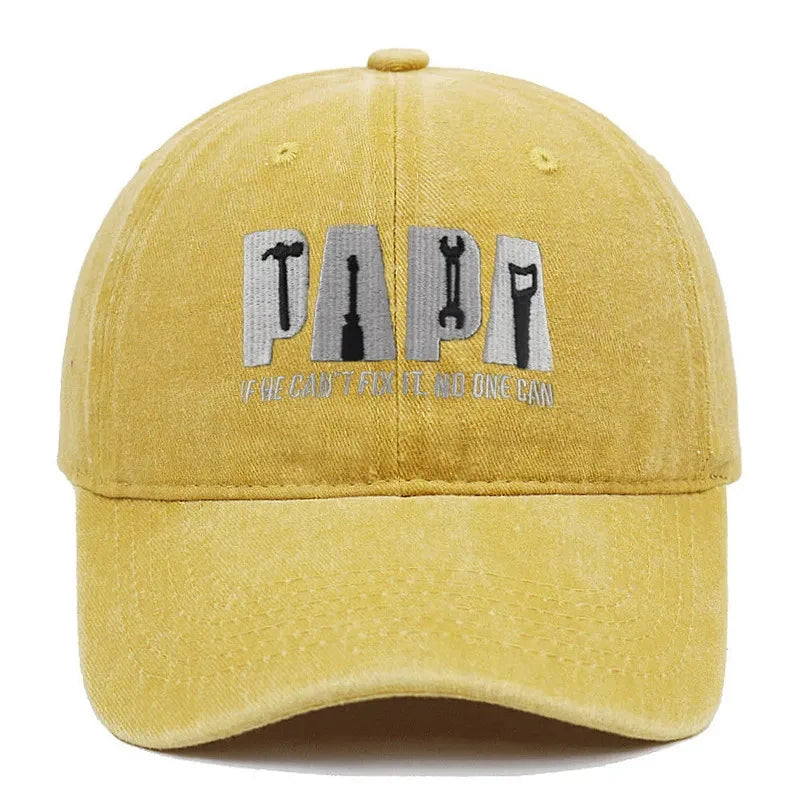 Dad Gang Hat with Embroidered Papa Design Washed Cotton Unstructured Baseball Cap - Image 11