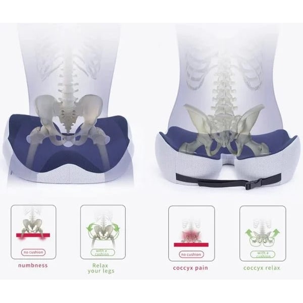 Desk Chair Seat Cushion with Memory Foam and Adjustable Strap for Orthopedic Support - Image 7