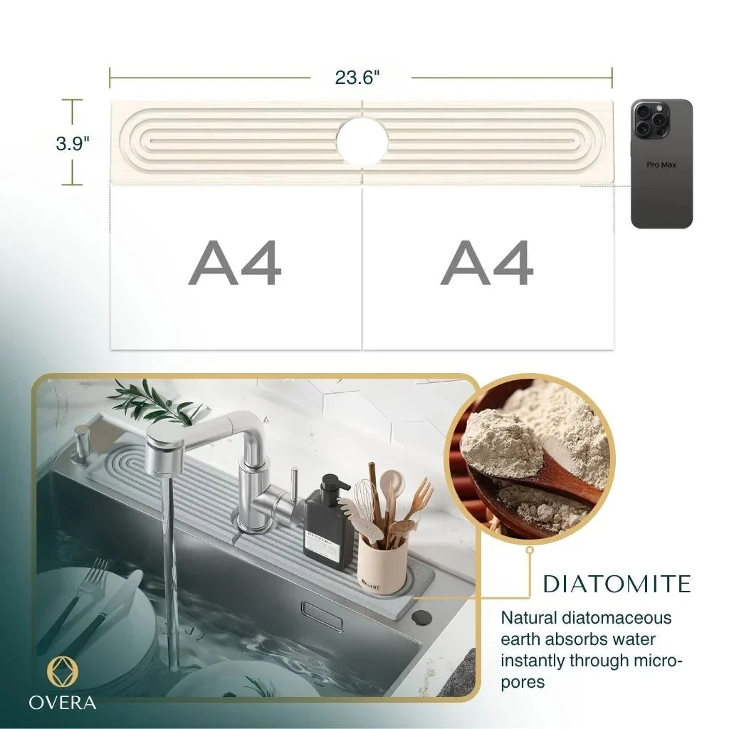 Diatomaceous Earth Faucet Splash Guard with Quick-Dry Absorbent Stone Finish for Kitchen Sink - Image 9