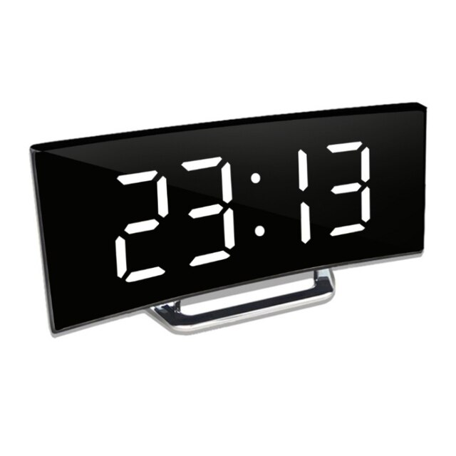 Digital Alarm Clock with Curved Mirror LED Display and Auto Dimming - Image 6