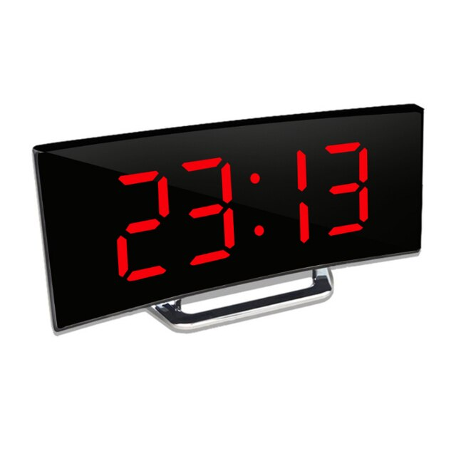Digital Alarm Clock with Curved Mirror LED Display and Auto Dimming - Image 8