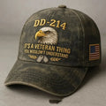 Embroidered Veteran Baseball Cap with Washed Vintage Finish and Flag Patch - Image 4