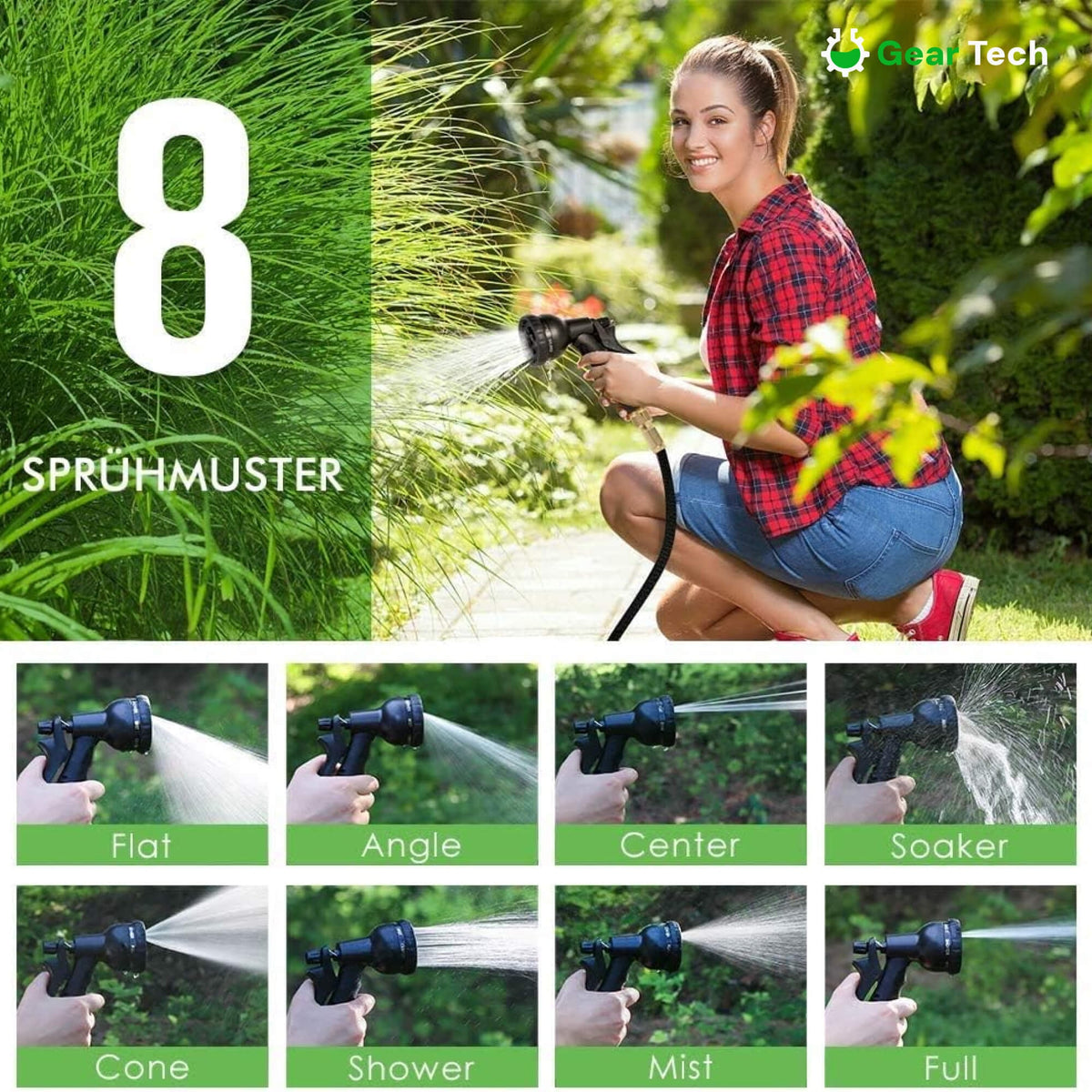 Expandable Garden Hose with 8-Pattern Spray Nozzle Brass Connectors and Anti-Kink Design - Image 11