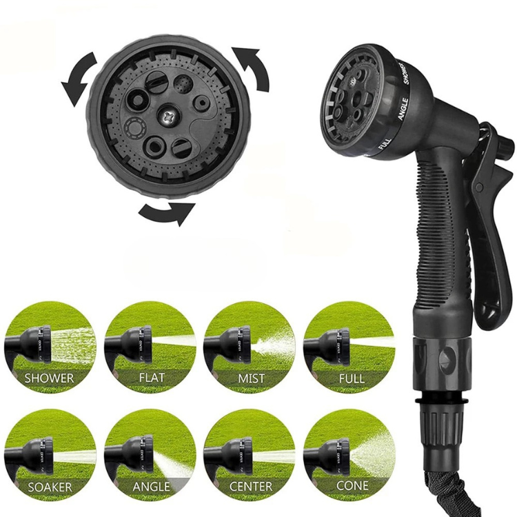 Expandable Garden Hose with 8-Pattern Spray Nozzle Brass Connectors and Anti-Kink Design - Image 2