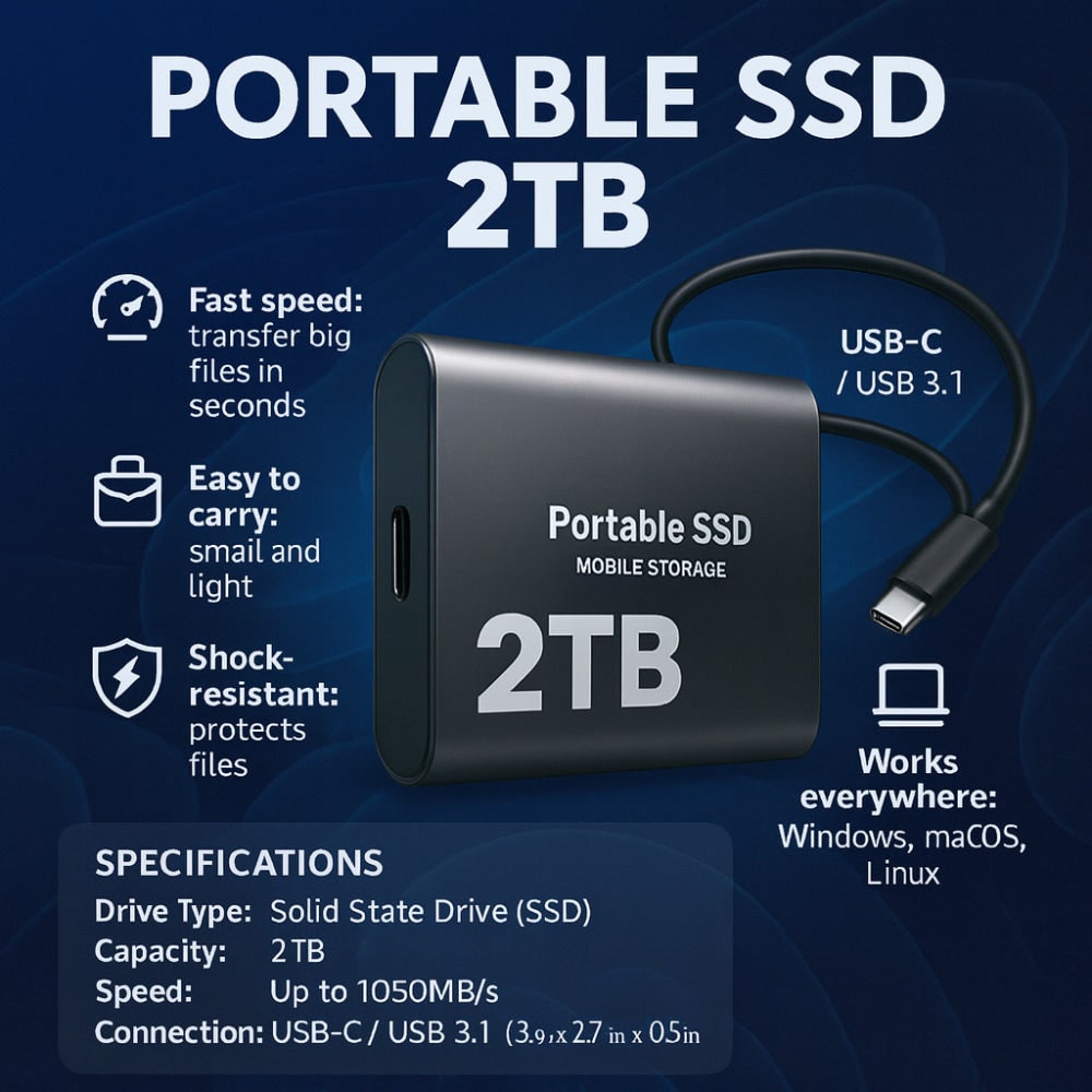 External Ssd with Usb-C Portable Storage for Fast File Transfer and PC Backup - Image 11