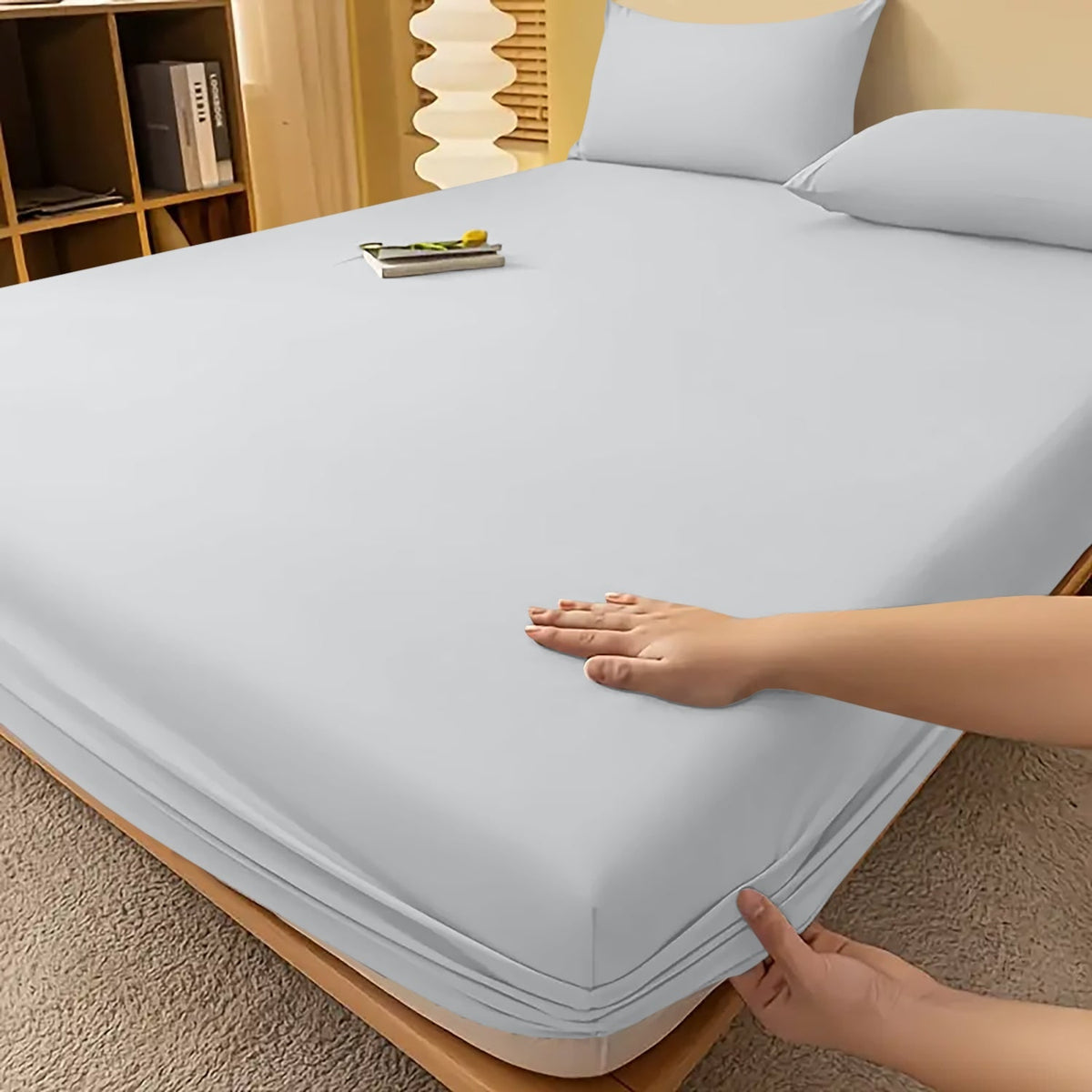 Extra Deep Fitted Bed Sheet with Wrinkle-Resistant Smooth Matte Fabric and Elasticated Corners - Image 47