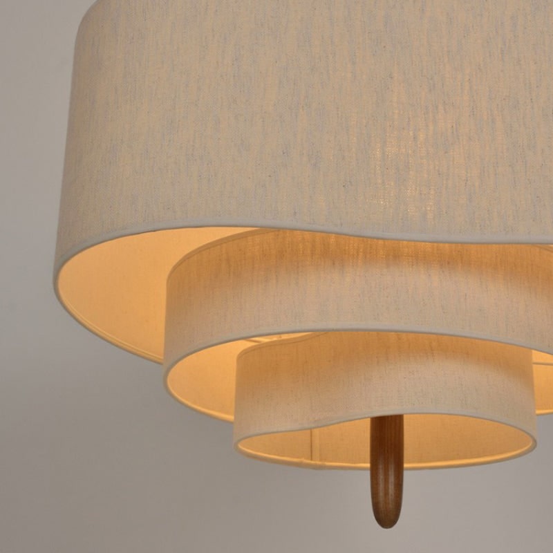 Fabric Pendant Light with Linen Shade and Wood Spindle for Dining Room Living - Image 3